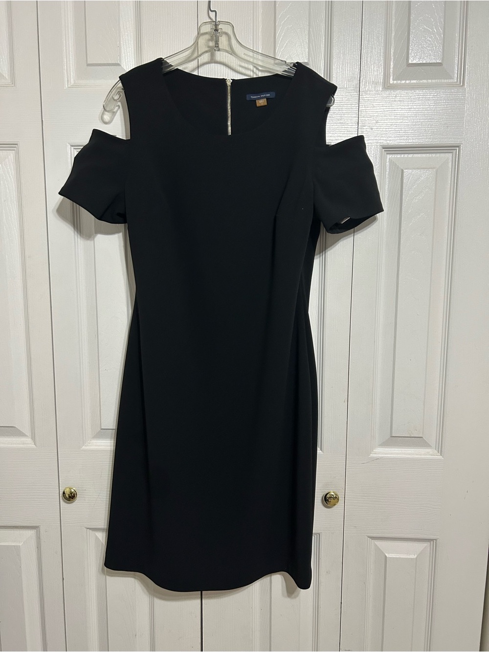 Tommy Hilfiger Black Cold-Shoulder Sheath Dress